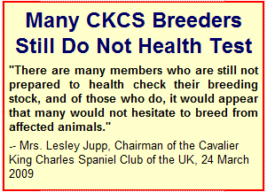 Many CKCS Breeders Still Do Not Test